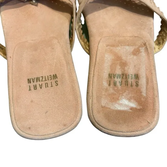 STUART WEITZMAN Pink Suede Thong Charm, Sz 8