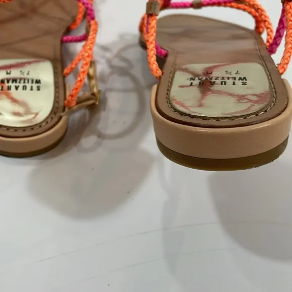 Stuart Weitzman Sandals 7.5 Strappy Colorful Gladiator Sandal Leather