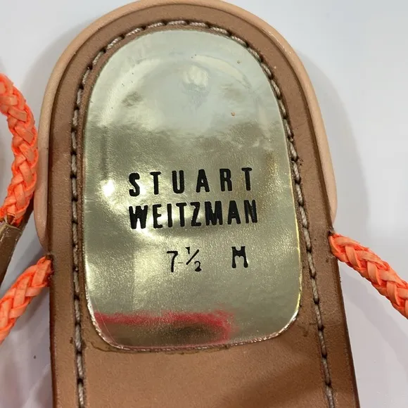 Stuart Weitzman Sandals 7.5 Strappy Colorful Gladiator Sandal Leather