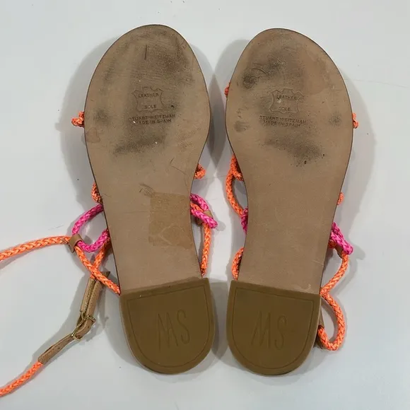 Stuart Weitzman Sandals 7.5 Strappy Colorful Gladiator Sandal Leather