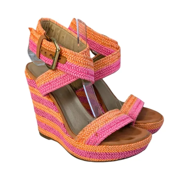 Stuart Weitzman Sherbert Laniard Wedge Sandals GUC $470 Size 6M   S3332