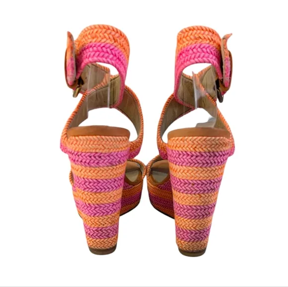 Stuart Weitzman Sherbert Laniard Wedge Sandals GUC $470 Size 6M   S3332