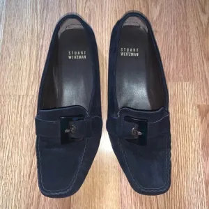Stuart Weitzman Slip On Suede Loafers Dark Blue