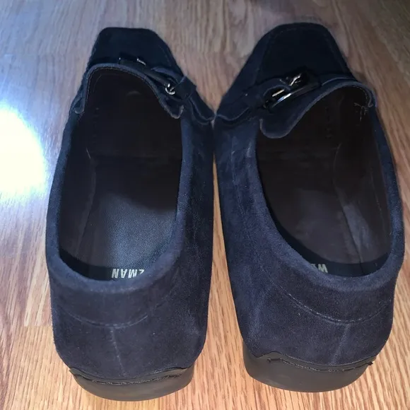 Stuart Weitzman Slip On Suede Loafers Dark Blue