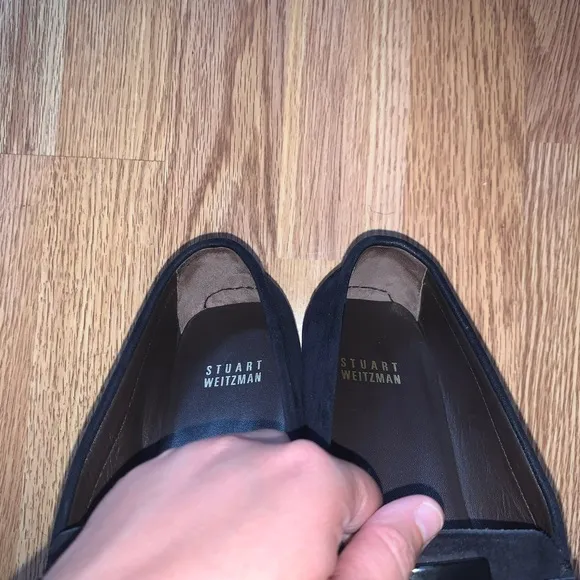Stuart Weitzman Slip On Suede Loafers Dark Blue
