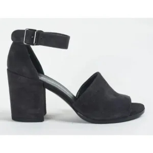 Stuart Weitzman Soho Gal Gray Suede Leather Ankle Strap Block Heel Sandals 5.5 M