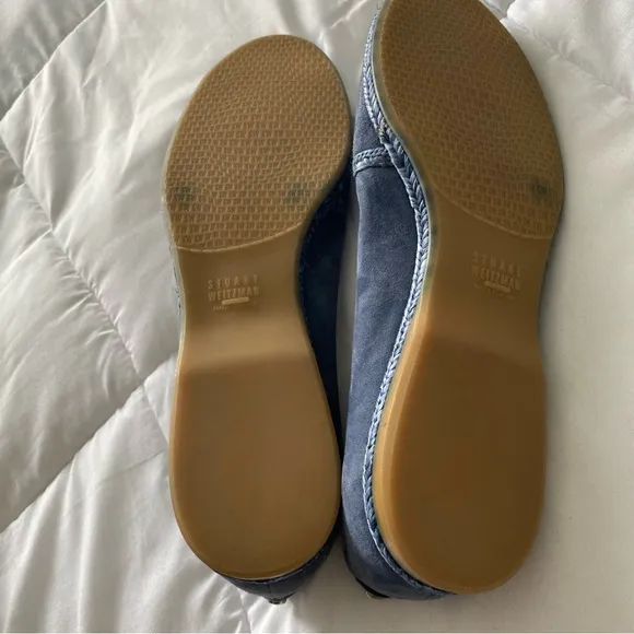 Stuart Weitzman Tipadrille Blue Jean Mirror Toe Espadrilles Flats