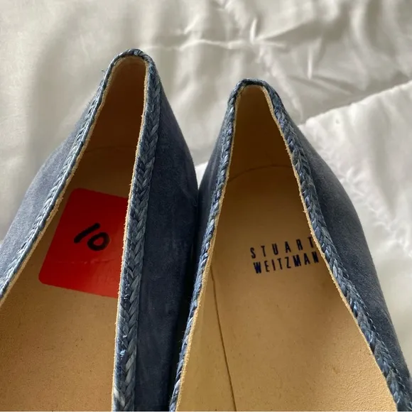 Stuart Weitzman Tipadrille Blue Jean Mirror Toe Espadrilles Flats