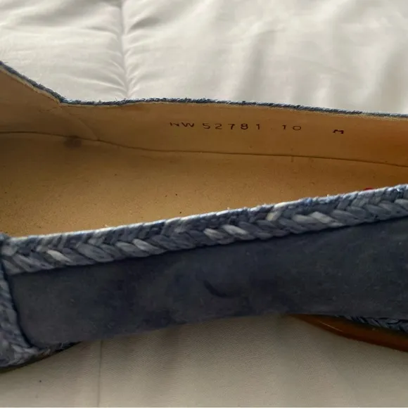 Stuart Weitzman Tipadrille Blue Jean Mirror Toe Espadrilles Flats