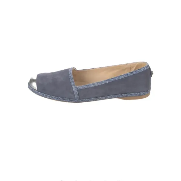 Stuart Weitzman Tipadrille Blue Jean Mirror Toe Espadrilles Flats