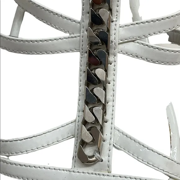 Stuart Weitzman white strappy leather flats size 6.5M
