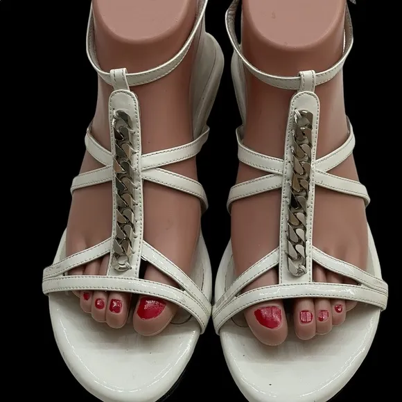 Stuart Weitzman white strappy leather flats size 6.5M