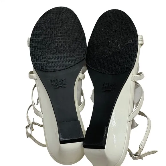 Stuart Weitzman white strappy leather flats size 6.5M