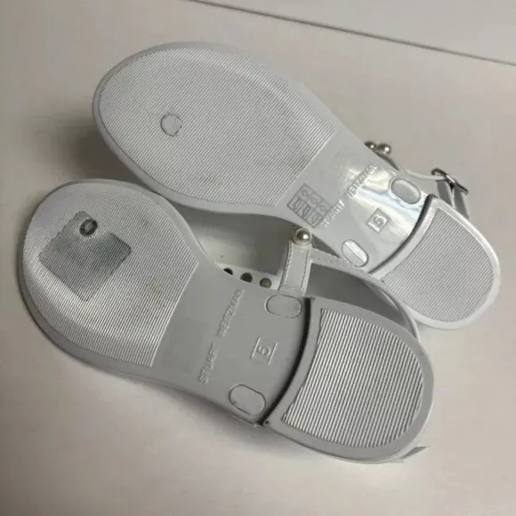 Stuart Weitzman Women’s Goldie Jelly White Sandals, Size 5 M