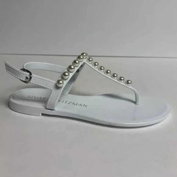 Stuart Weitzman Women’s Goldie Jelly White Sandals, Size 5 M