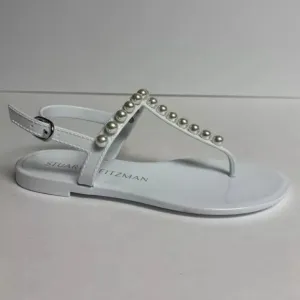 Stuart Weitzman Women’s Goldie Jelly White Sandals, Size 5 M