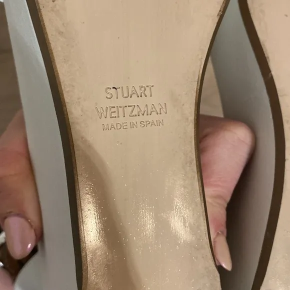 Stuart Weitzman Women's White Capri Leather Platform Sandals sz 7.5