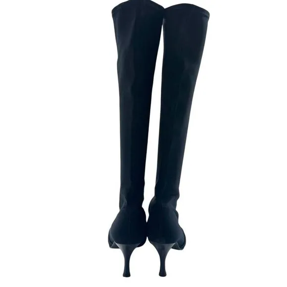 Stuart Weitzman Mid-Calf Fabric Heeled Sock Boot Black Size 9.5