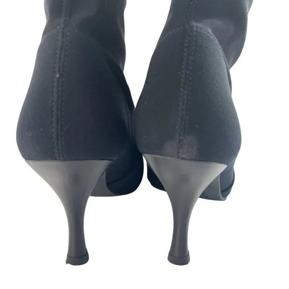 Stuart Weitzman Mid-Calf Fabric Heeled Sock Boot Black Size 9.5