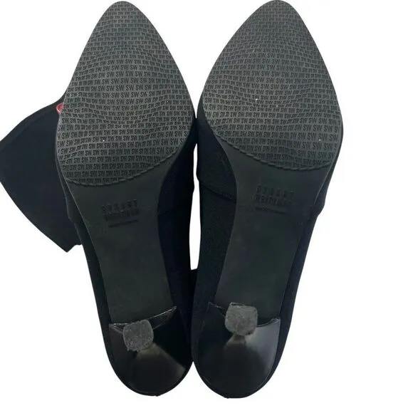 Stuart Weitzman Mid-Calf Fabric Heeled Sock Boot Black Size 9.5