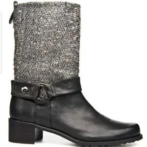 Stuart Weitzman Moto Harness Mid-Calf Tweed Boots