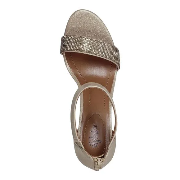 Style &amp; Co Women's Phillys Two Piece Metallic Evening Sandals Gold Size 9 1/2