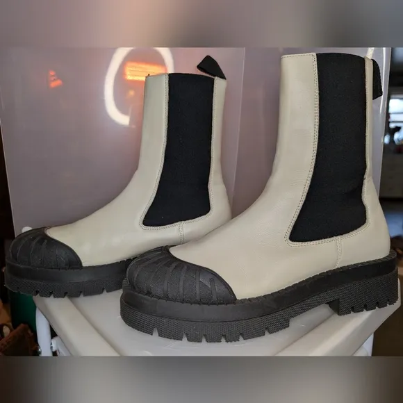 Stylish Black and White Chunky Boots