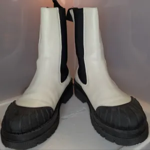 Stylish Black and White Chunky Boots
