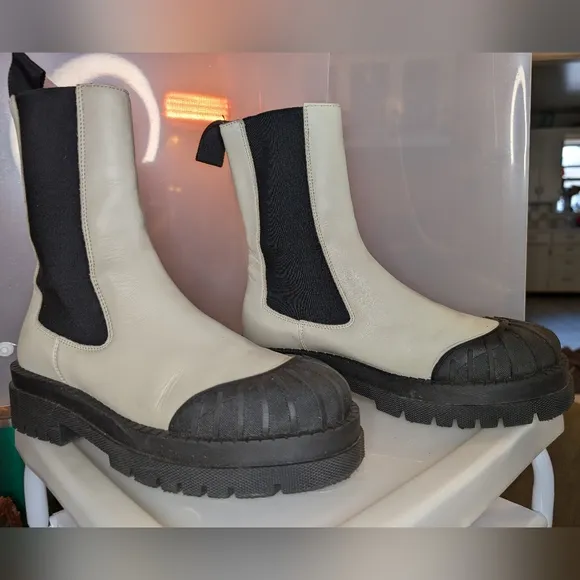 Stylish Black and White Chunky Boots