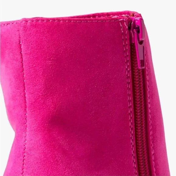 Sugar Women's Nightlife Hot Pink Faux Suede Low Heel Side Zip Ankle Boots Size 8