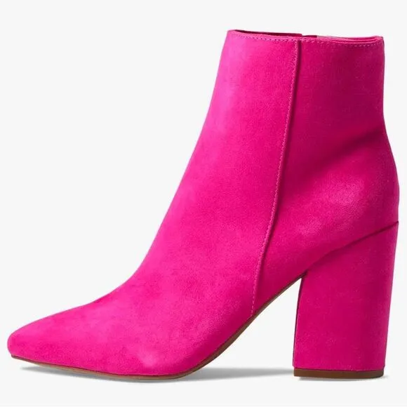 Sugar Women's Nightlife Hot Pink Faux Suede Low Heel Side Zip Ankle Boots Size 8