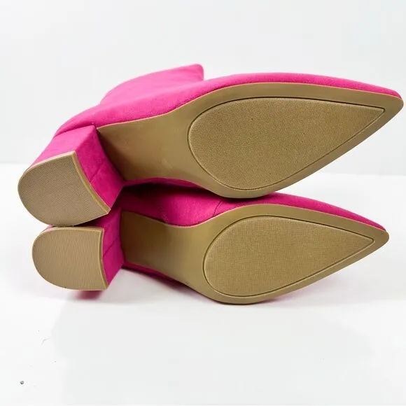 Sugar Women's Nightlife Hot Pink Faux Suede Low Heel Side Zip Ankle Boots Size 8