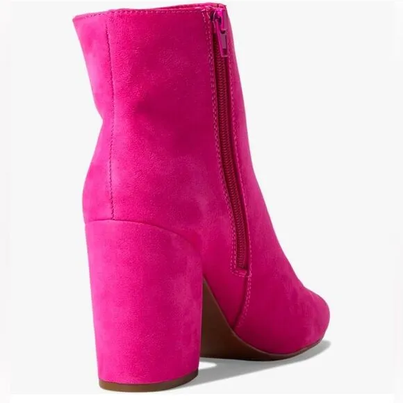 Sugar Women's Nightlife Hot Pink Faux Suede Low Heel Side Zip Ankle Boots Size 8