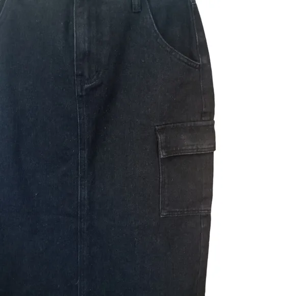 Superdown Revolve Nicolette Cargo Denim Midi Skirt Black NWT Size Small