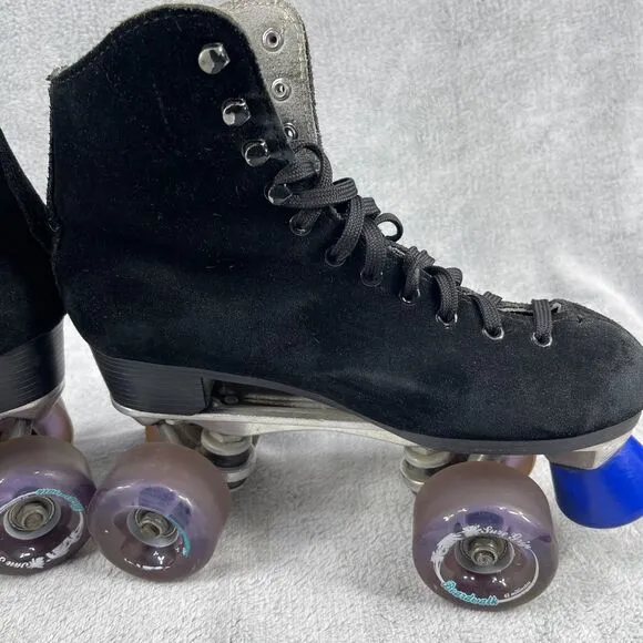 Sure-grip Boardwalk Roller Skates 7 Black Suede High Top Lace Up