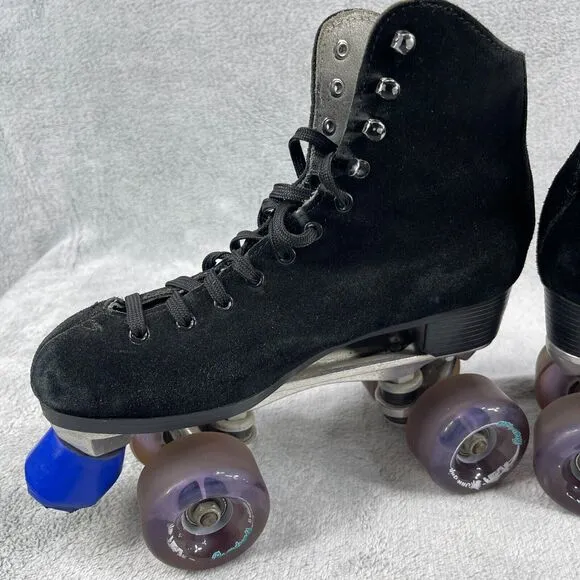 Sure-grip Boardwalk Roller Skates 7 Black Suede High Top Lace Up