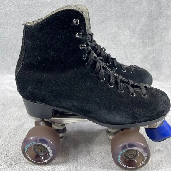 Sure-grip Boardwalk Roller Skates 7 Black Suede High Top Lace Up
