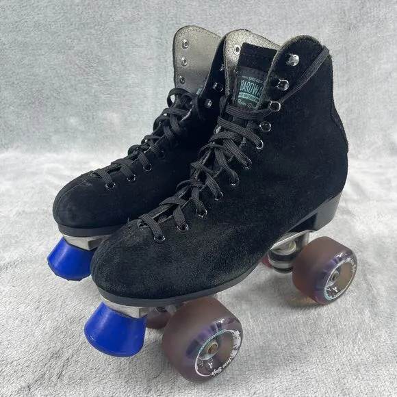 Sure-grip Boardwalk Roller Skates 7 Black Suede High Top Lace Up
