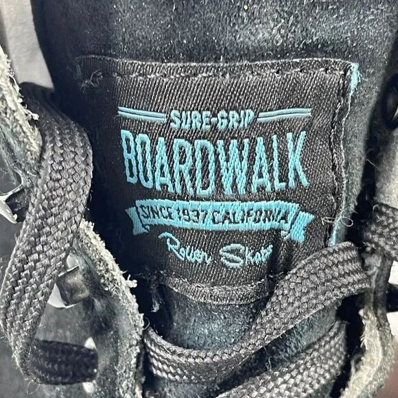 Sure-grip Boardwalk Roller Skates 7 Black Suede High Top Lace Up