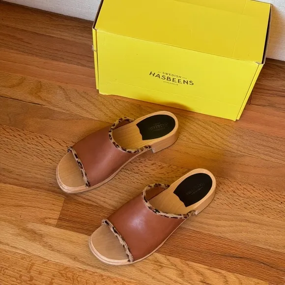 Swedish Hasbeens Clog Slide Sandals Size 38