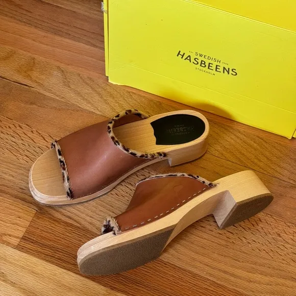 Swedish Hasbeens Clog Slide Sandals Size 38