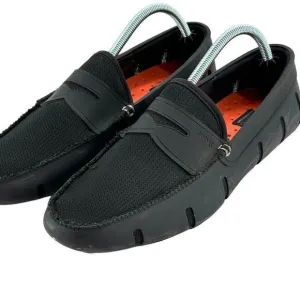 Swims Men's Penny Loafers Black Knit‎ Toe Rubber Soled Mens Size 10