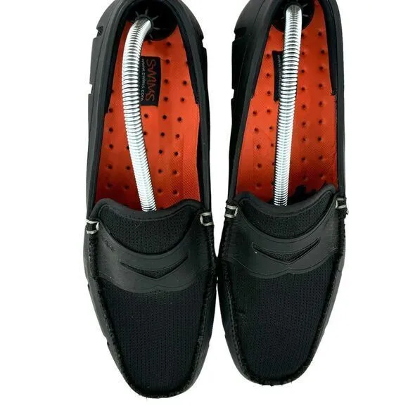 Swims Men's Penny Loafers Black Knit‎ Toe Rubber Soled Mens Size 10