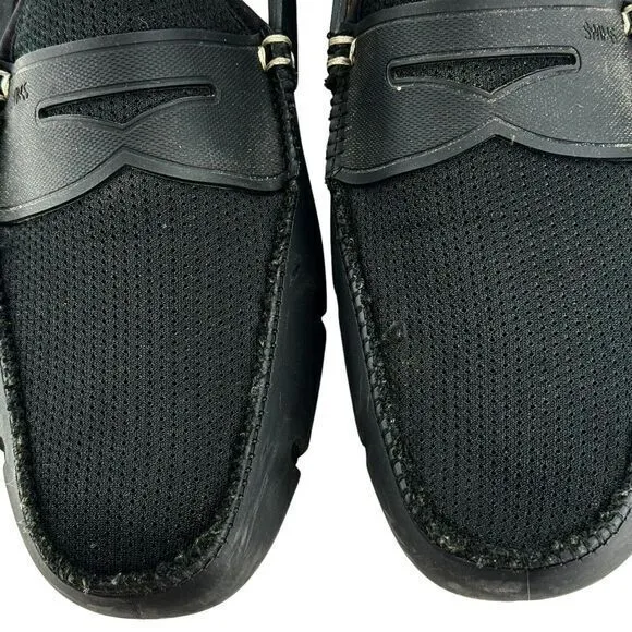 Swims Men's Penny Loafers Black Knit‎ Toe Rubber Soled Mens Size 10