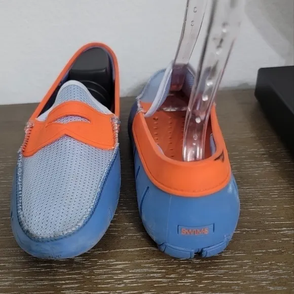 SWIMS Orange Blue Penny Loafers Sz 7