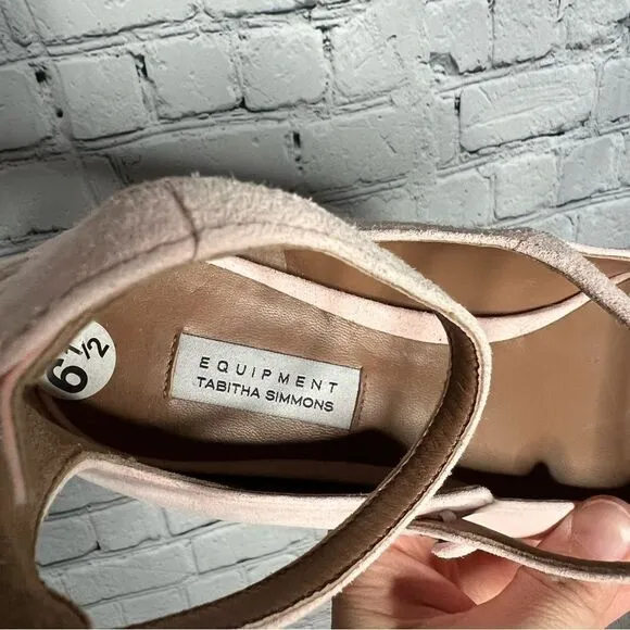 Tabitha Simmons Equipment pink suede leather strappy pointy toe flats 37 NEW