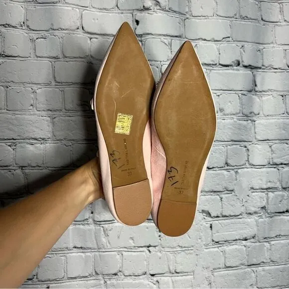 Tabitha Simmons Equipment pink suede leather strappy pointy toe flats 37 NEW
