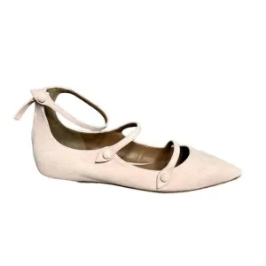 Tabitha Simmons Equipment pink suede leather strappy pointy toe flats 37 NEW
