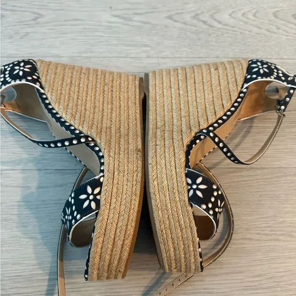 Tabitha Simmons Polkadot Wedge Shoes Size 9 Strappy Espadrilles