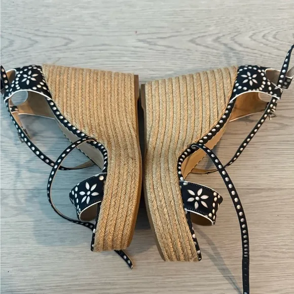Tabitha Simmons Polkadot Wedge Shoes Size 9 Strappy Espadrilles